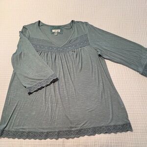 Cupio Women's Teal Lace Accent Blouse